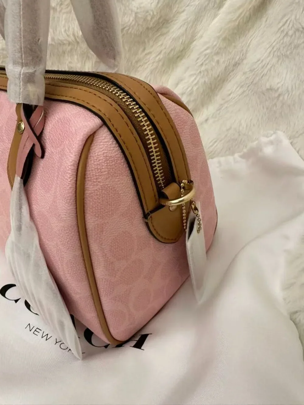 Coach Powder Pink Medium Rowan Satchel Bag NWT